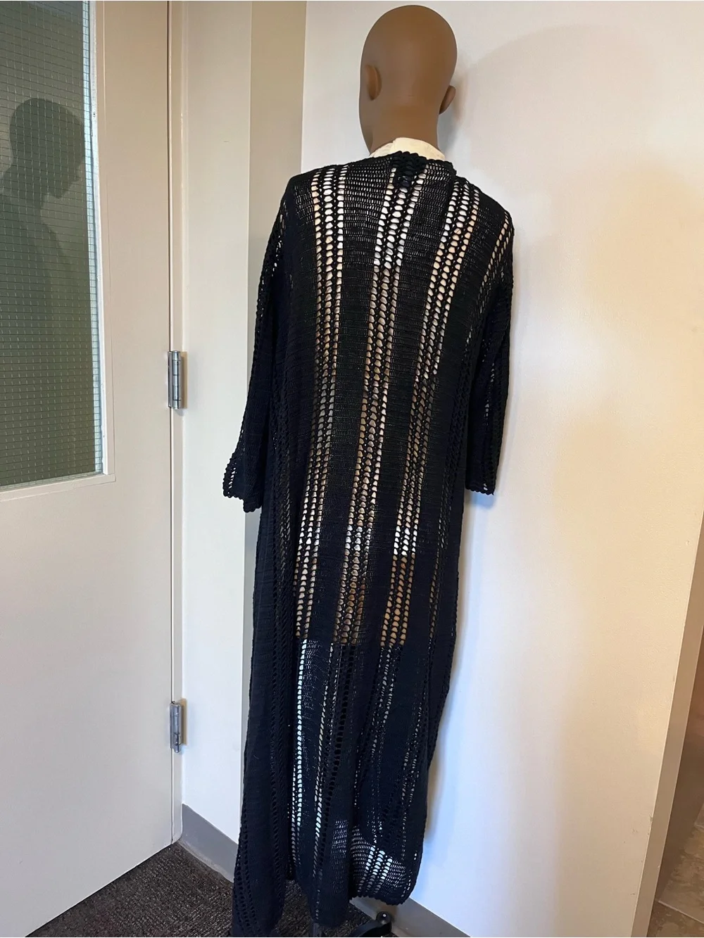 Long Black Crochet cardigan
